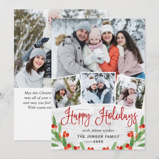 5 FOTO Weihnachten Rustikale Birch Bark Gruß (Vorne/Hinten)