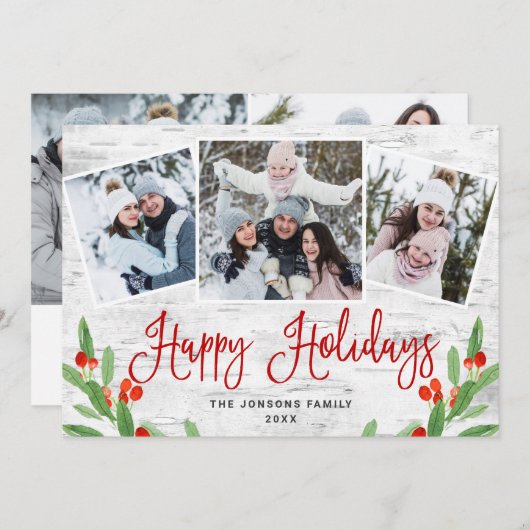 5 FOTO Weihnachten Rustikale Birch Bark Gruß (Vorne/Hinten)