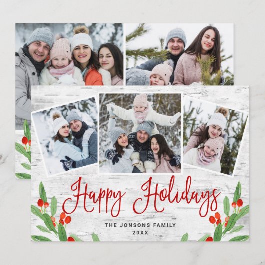 5 FOTO Weihnachten Rustikale Birch Bark Gruß (Vorne/Hinten)