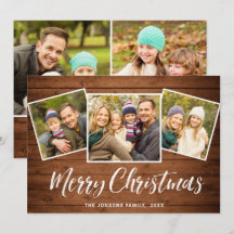 5 FOTO Weihnachten Rustikales Braun Holz Gruß