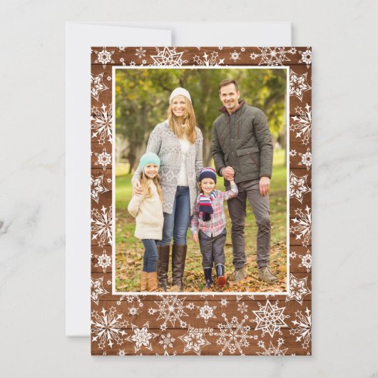 5 FOTO Weihnachten Rustikales Braun Holz Gruß (Rückseite)