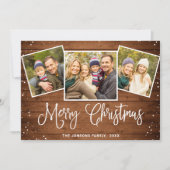 5 FOTO Weihnachten Rustikales Braun Holz Gruß (Vorderseite)