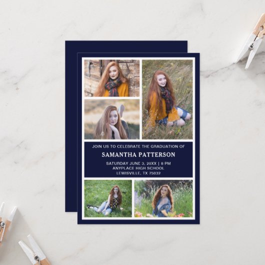5 Fotocollage Abschluss Einladung (Vorderseite/Rückseite Beispiel)