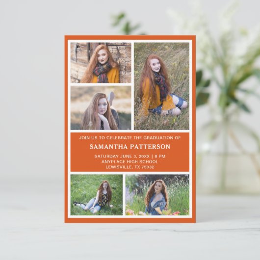 5 Fotocollage Abschluss Einladung (Stehend Vorderseite)