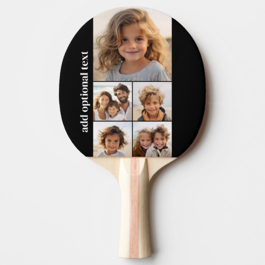 5 FotoCollage - auf schwarzem Hintergrund Tischtennis Schläger (Vorderseite)