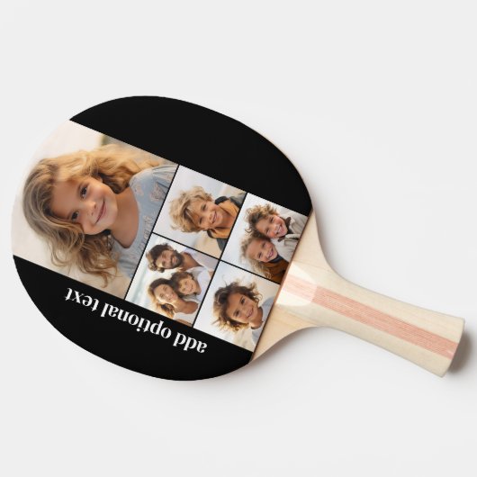 5 FotoCollage - auf schwarzem Hintergrund Tischtennis Schläger (Seitenansicht)