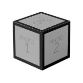 5 FotoCollage mit schwarzer Grenze Würfel (Vorderseite Schrägansicht)