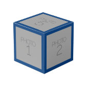 5 FotoCollage mit Solid Royal Blue Border Würfel (Vorderseite Schrägansicht)