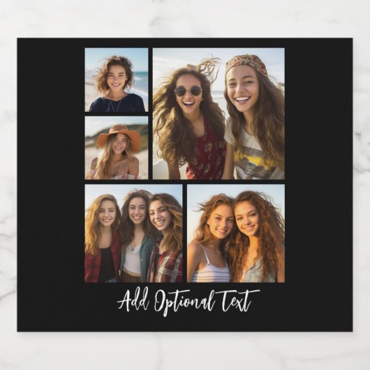 5 Fotocollage Optionaler Text — Farbe bearbeiten Bierflaschenetikett (Einzelnes Label)