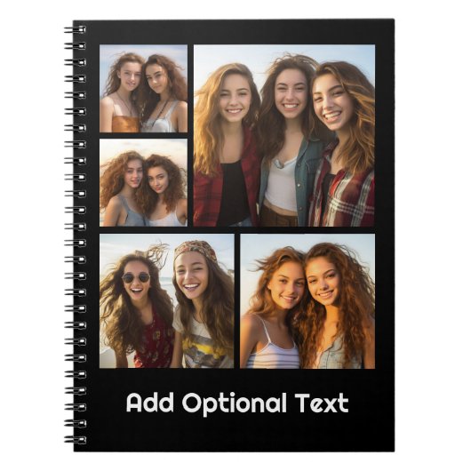 5 Fotocollage Optionaler Text — Farbe bearbeiten Notizblock (Vorderseite)