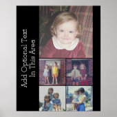 5 FotoCollage Optionaler Text - Schwarz bearbeiten Poster (Vorne)