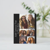 5 FotoCollage Optionaler Text - Schwarz bearbeiten Postkarte (Stehend Vorderseite)