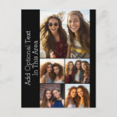 5 FotoCollage Optionaler Text - Schwarz bearbeiten Postkarte (Vorderseite)