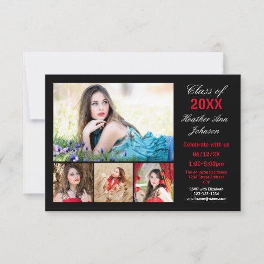 5 Fotos Collage - 3x5 Abschluss Ankündigung (Vorderseite)