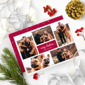 5 Fotos Collage Chic Script Frohe Weihnachten Einladung