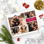 5 Fotos Collage Chic Script Frohe Weihnachten Postkarte<br><div class="desc">5 Fotos Collage Chic Script Frohe Weihnachts Postkarte</div>