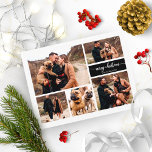 5 Fotos Collage Chic Script Frohe Weihnachten Schw Postkarte<br><div class="desc">5 Fotos Collage Chic Skript Frohe Weihnachten Schwarze Postkarte</div>