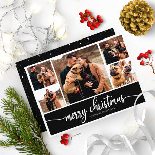 5 Fotos Collage Stylisch Frohe Weihnachten Schwarz Einladung