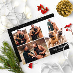 5 Fotos Collage Stylish Merry Christmas Black Einladung<br><div class="desc">5 Fotos Collage Stylish Merry Christmas Black Einladung</div>