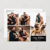 5 Fotos Collage Stylish Merry Christmas Black Postkarte (Vorne/Hinten)