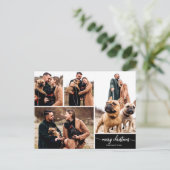 5 Fotos Collage Stylish Merry Christmas Black Postkarte (Stehend Vorderseite)