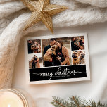 5 Fotos Collage Stylish Merry Christmas Black Postkarte<br><div class="desc">5 Fotos Collage Stilvolle Frohe Weihnachts-Black Postcard</div>