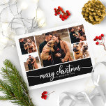 5 Fotos Collage Stylish Merry Christmas Black Postkarte<br><div class="desc">5 Fotos Collage Stilvolle Frohe Weihnachts-Black Postcard</div>