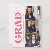 5 Fotos Coquette Blush Bow Graduation Party Einladung (Vorderseite)