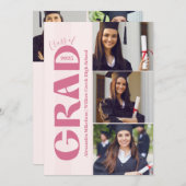 5 Fotos Coquette Blush Bow Graduation Party Einladung (Vorne/Hinten)