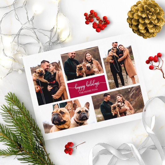 5 Fotos Happy Holidays Simple Collage Weihnachten Postkarte