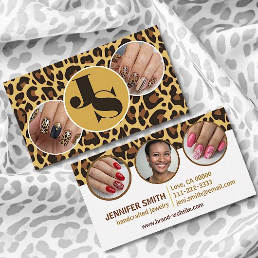 5 Fotos Nails Template Leopard Print Rockabily Visitenkarte