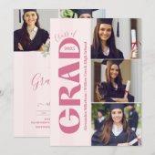 5 Fotos Pink Bow Grad Celebration Einladung (Vorne/Hinten)