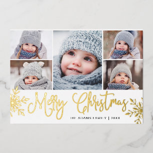 5 FOTOS Sparkle Weihnachtsgrüße Gold Folien Feiertagskarte