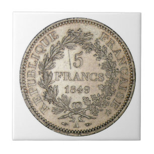 5 FRANKEN-MÜNZE 1849 FLIESE