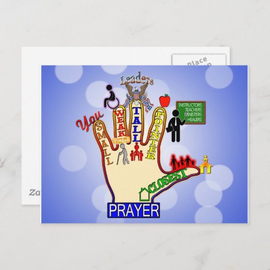 5 FÜNF FINGER PRAYER BEIHILFE POSTKARTE (Vorne/Hinten)