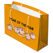 5 Funny Cartoon Comic Schweinejahr 2019 L Geschenk Große Geschenktüte (Rückseite Schrägansicht)