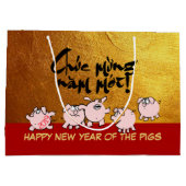 5 Funny Cartoon Comic Vietnamesisches Schweinejahr Große Geschenktüte (Rückseite)