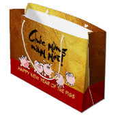 5 Funny Cartoon Comic Vietnamesisches Schweinejahr Große Geschenktüte (Rückseite Schrägansicht)