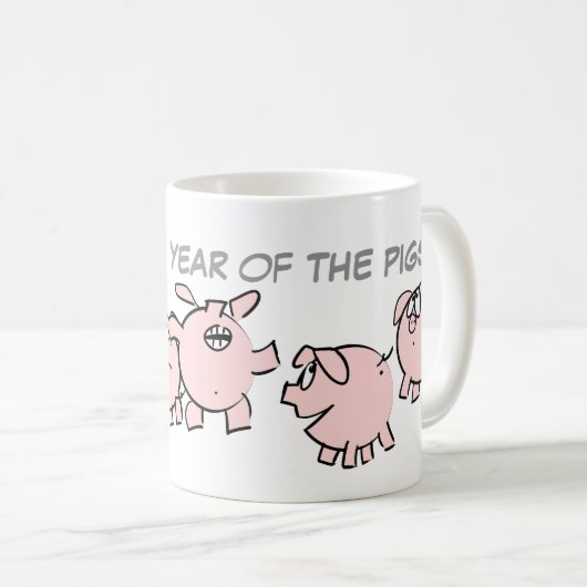 5 Funny Cartoon Illustration Pig Custom Jahr W Tas Kaffeetasse (VorderseiteRechts)