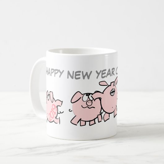 5 Funny Cartoon Illustration Pig Custom Jahr W Tas Kaffeetasse (Vorderseite Links)