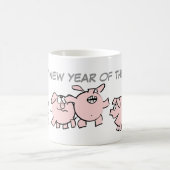 5 Funny Cartoon Illustration Pig Custom Jahr W Tas Kaffeetasse (Mittel)