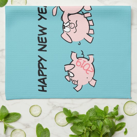 5 Funny Cartoon Illustration Pig custom Year KT Geschirrtuch (Gefaltet)