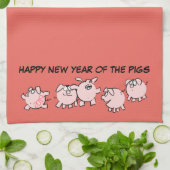 5 Funny Cartoon Illustration Pig Jahr 2019 V Handt Geschirrtuch (Gefaltet)