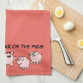5 Funny Cartoon Illustration Pig Jahr 2019 V Handt Geschirrtuch (Viertel Falte)