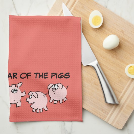5 Funny Cartoon Illustration Pig Jahr 2019 V Handt Geschirrtuch (Viertel Falte)