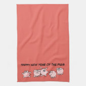 5 Funny Cartoon Illustration Pig Jahr 2019 V Handt Geschirrtuch (Vertikal)