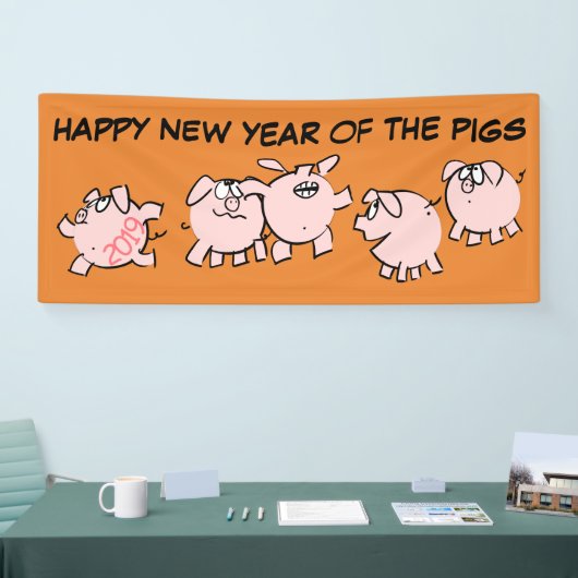 5 Funny Cartoon Pig Jahr 2019 wählen Farbbanner Banner (Messe)