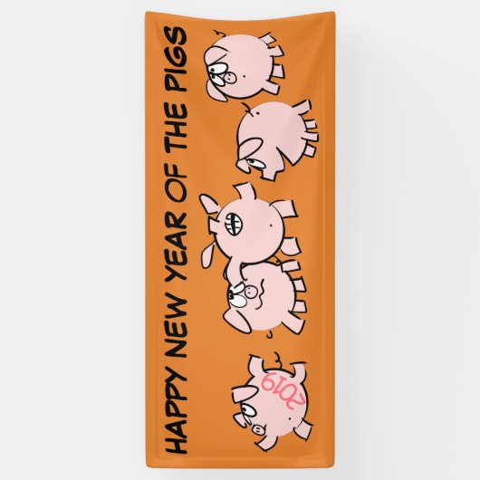 5 Funny Cartoon Pig Jahr 2019 wählen Farbbanner Banner (Vertikal)