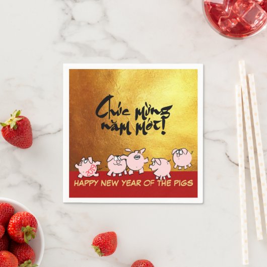 5 Funny Comic Vietnamese Pig Jahr 2019 Papier N Serviette (Beispiel)