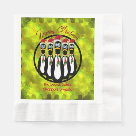 5 Funny Frazzled Santa Pinguine Personalisiert Serviette (Vorderseite)